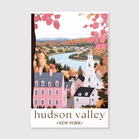Hudson Valley New York Art Print, Autumn Landscape Canvas, Upstate NY Travel Wall Decor, Nature Scene Canvas, Fall Foliage Art