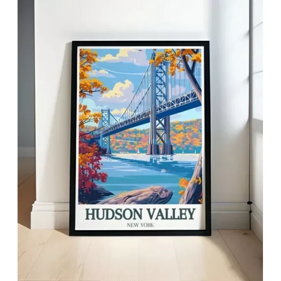 Hudson Valley Poster Hudson River Map Home Decor Paper Poster Print Only