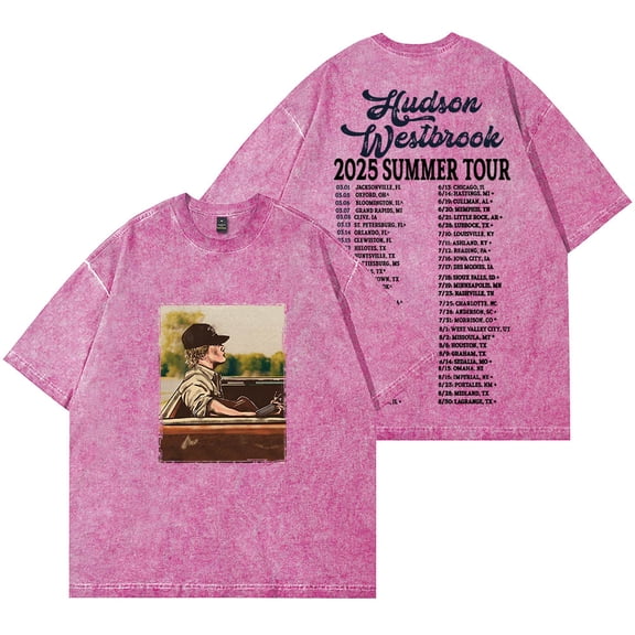 Hudson Westbrook 2025 Summer Tour Merch Wash T-Shirts Cosplay Unisex Fashion Short Sleeve Cotton Tee