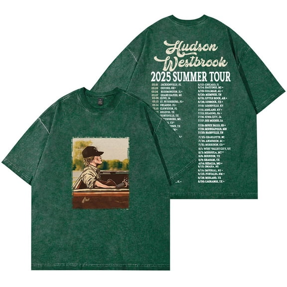 Hudson Westbrook 2025 Summer Tour Merch Wash T-Shirts Cosplay Unisex Fashion Short Sleeve Cotton Tee