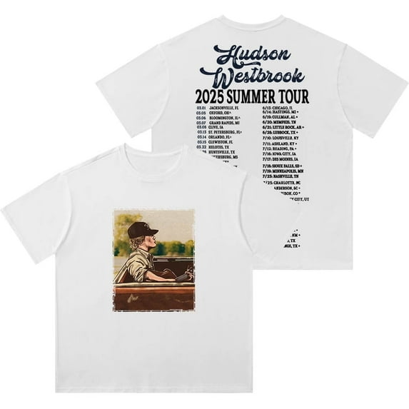 Hudson Westbrook "2025 Summer Tour" Merch cotton short sleeved role-playing washed T-shirt unisex fashion pure cotton short sleeved shirt