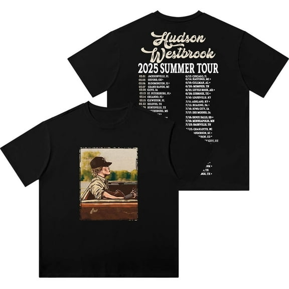 Hudson Westbrook "2025 Summer Tour" Merch cotton short sleeved role-playing washed T-shirt unisex fashion pure cotton short sleeved shirt