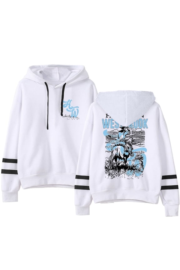 Hudson Westbrook Cowboy Merch Unisex Hoodie, Long Sleeve Streetwear Pullover Sweatshirt for Men and Women