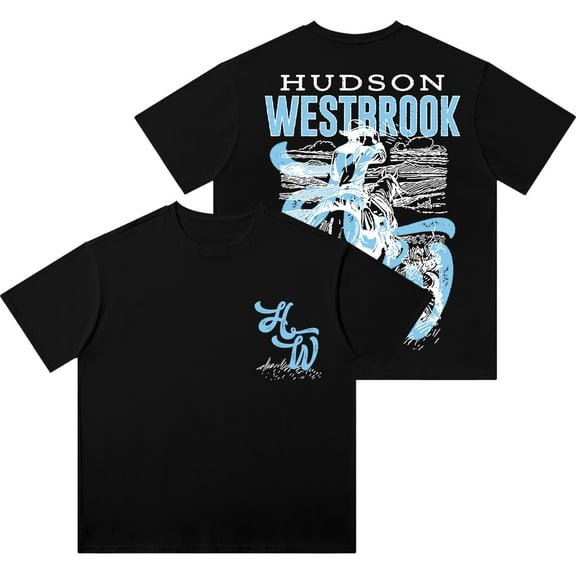 Hudson Westbrook Cowboy Retro Washed T-shirt Summer Men's and Women's Fashion Round Neck Short Sleeve Cotton T-shirt
