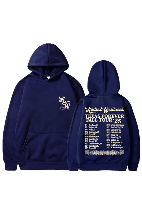 Hudson Westbrook Merch Texas Forever Fall Tour 2025 Hoodie Unisex Fashion Long Sleeve Casual Pullover,S,Navy
