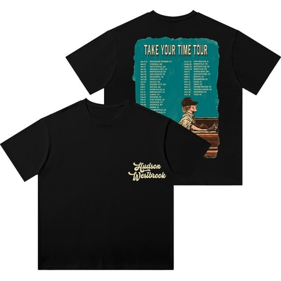 Hudson Westbrook Take Your Time Tour Dates Vintage Wash Tee Unisex Short Sleeve Cotton T-Shirts