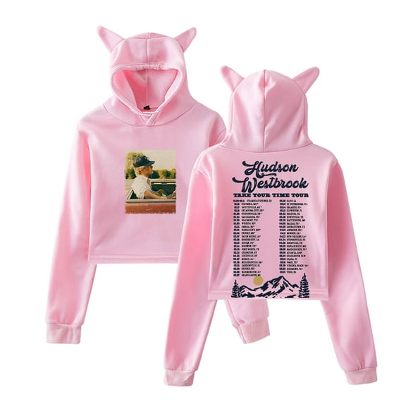 Hudson Westbrook Take Your Time Tour Merch Pullover Female Cat Ears Hoodie Long Sleeve Tee