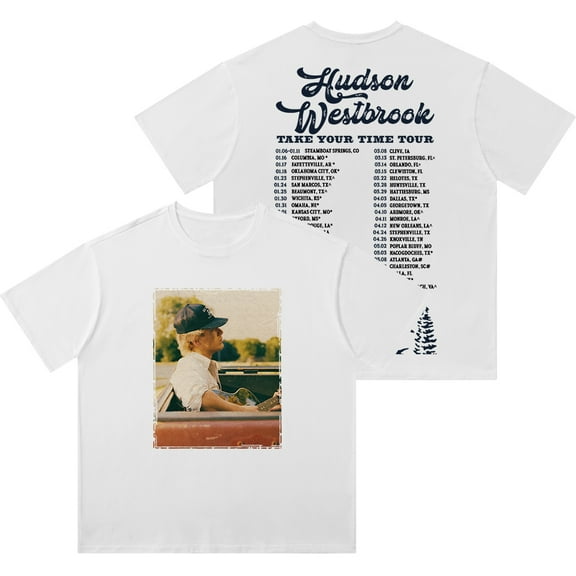 Hudson Westbrook Take Your Time Tour Merch Wash Tee Cosplay Women Men Fashion Cotton T-Shirts