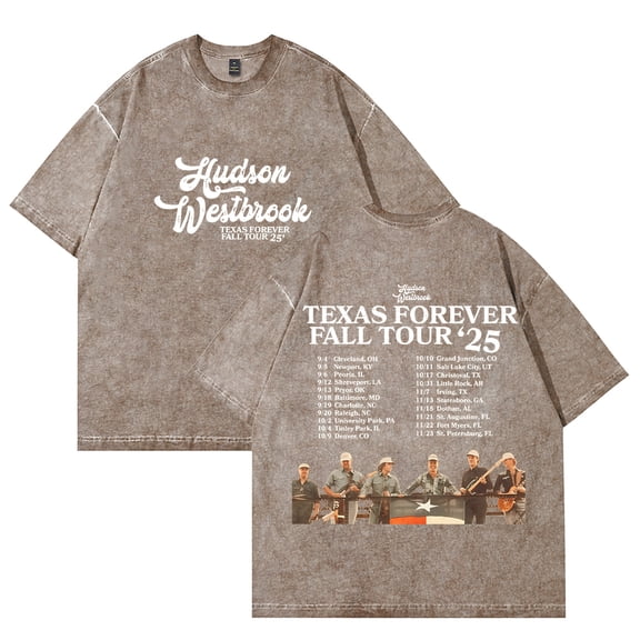 Hudson Westbrook Texas Forever Fall Tour 2025 Washed Cotton Tee Women Men Short Sleeve Casual Streetwear T-shirt