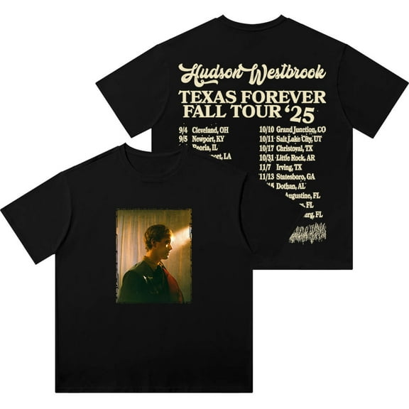 Hudson Westbrook Texas Forever Wash T-Shirts 2025 Tour Merch Unisex Cotton Short Sleeve Tee