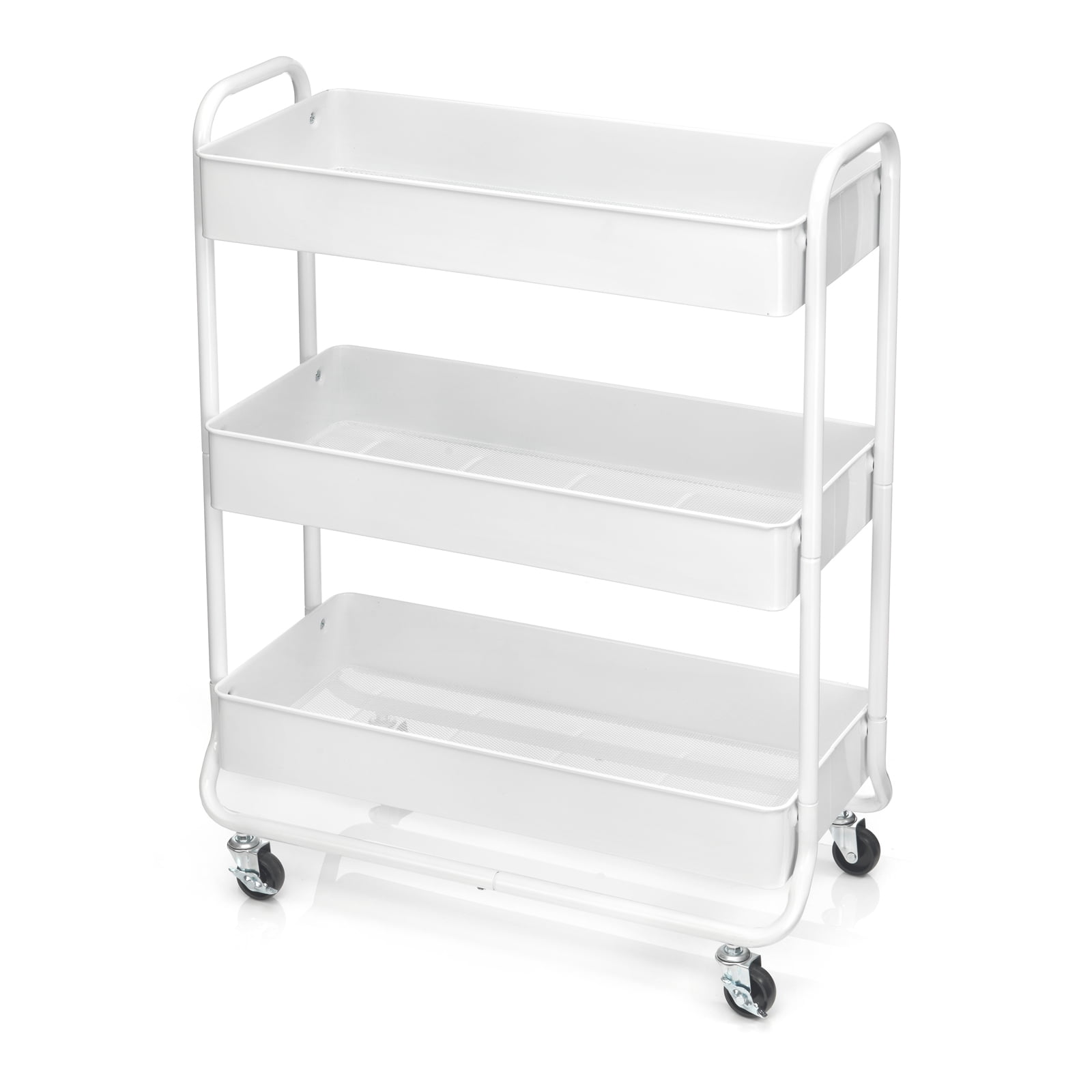 Hudson White 3-Tier Metal Rolling Storage Cart