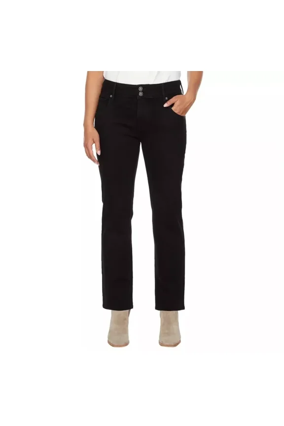 Women's Midrise Straight Leg Jeans Pitch Black 12/32