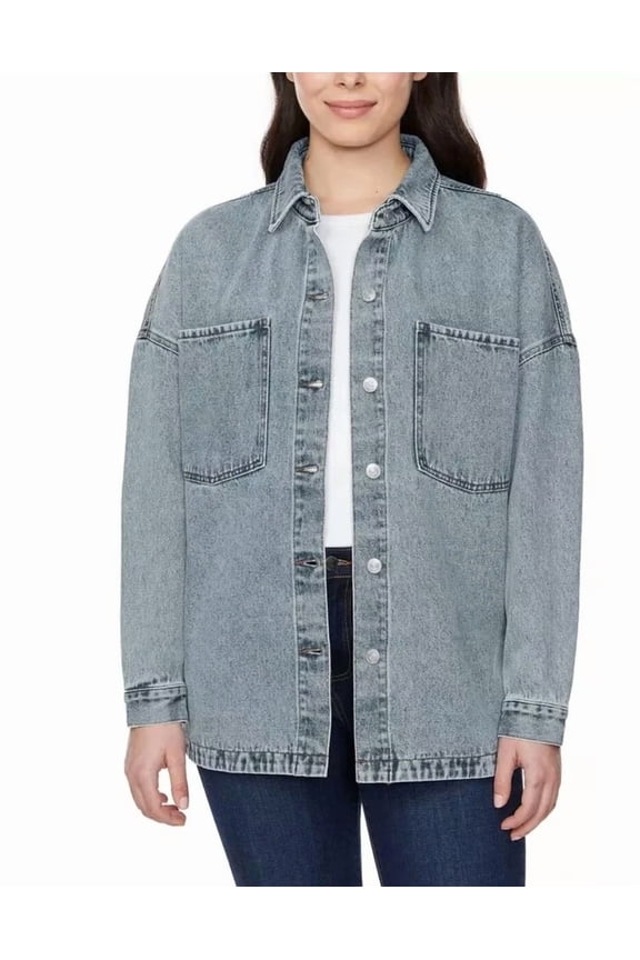 Women's Oversize Denim Jacket, Blue XXL
