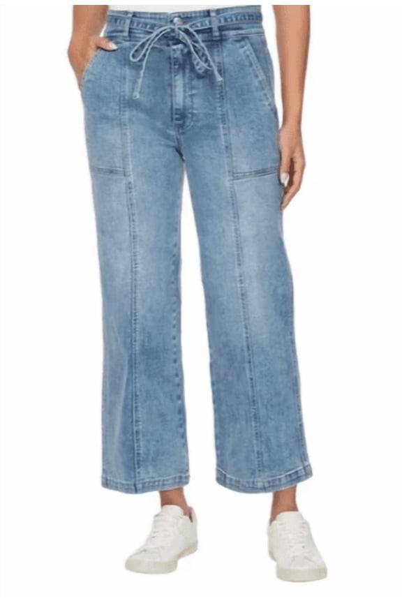 Womens Wide Leg Belted Jean 2/26 Blue