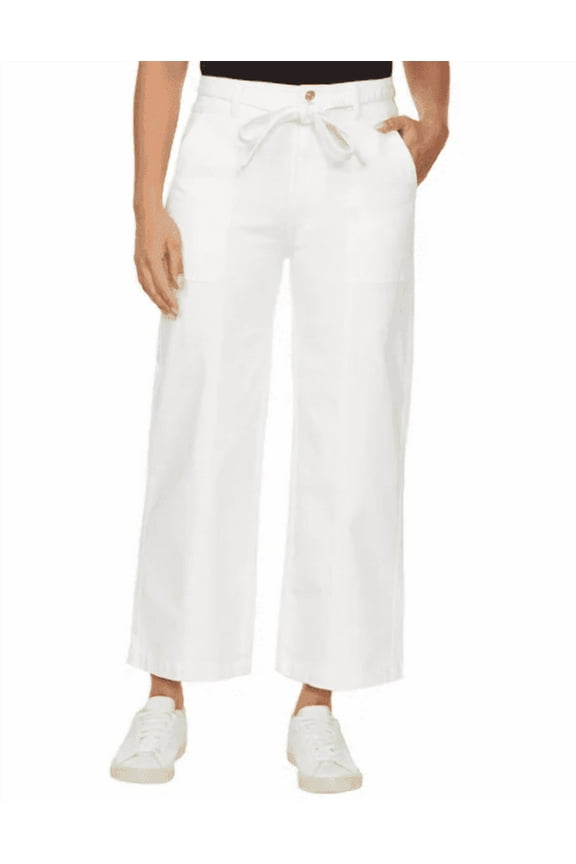 Womens Wide Leg Belted Jean White 8/29