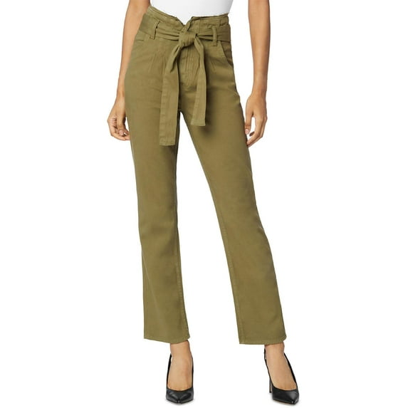 Hudson Womens Belted Ankle Paperbag Pants Green 25