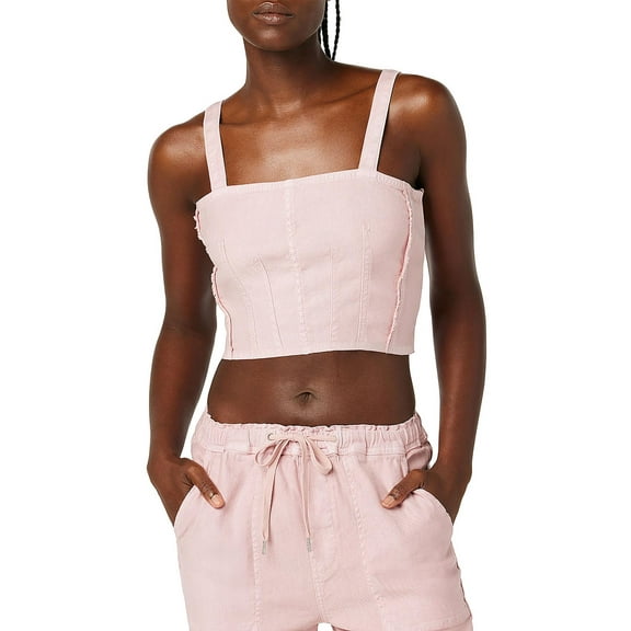 HUDSON Jeans womens  Corset Linen-Blend Top, m, Pink