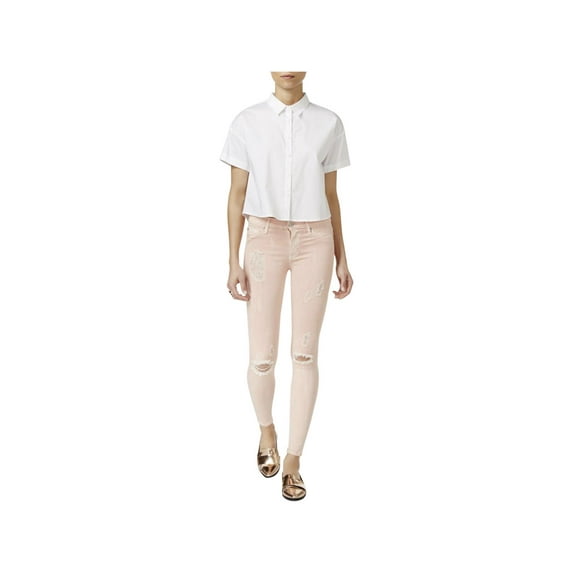Hudson Womens Nico Mid-Rise Destroyed Skinny Jeans