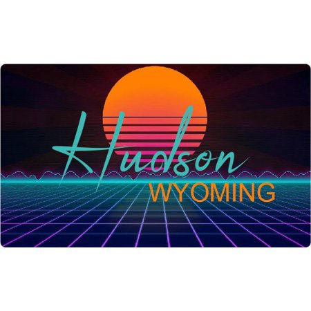 Hudson Wyoming 4 X 2.25-Inch Vinyl Decal Stiker Retro Neon Design
