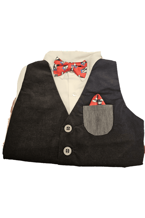boys Pants vest set Frenchie Bulldog tie 3T