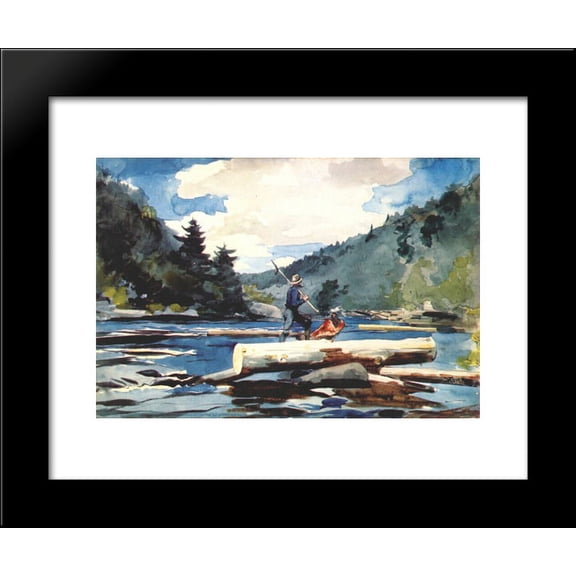 Hudson river, logging 20x24 Framed Art Print by Winslow Homer