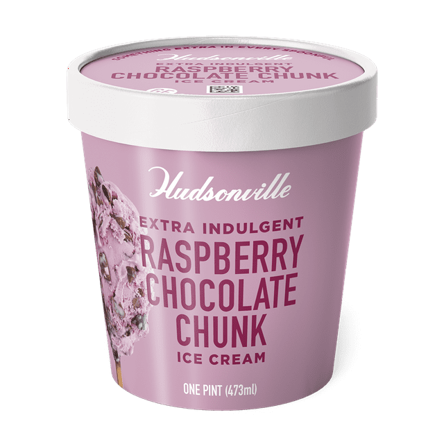 Hudsonville Extra Indulgent Raspberry Chocolate Chunk Ice Cream, Pint