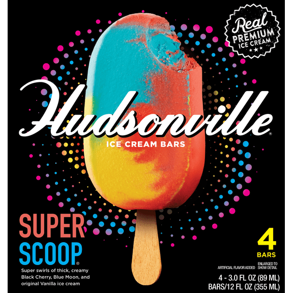 Hudsonville Super Scoop Ice Cream Bars, 12 fl oz, 4 Count
