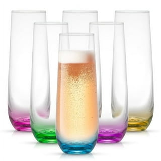 Twine Luster Stemless Champagne Glasses, Set Of 2, 10 Oz. Rainbow