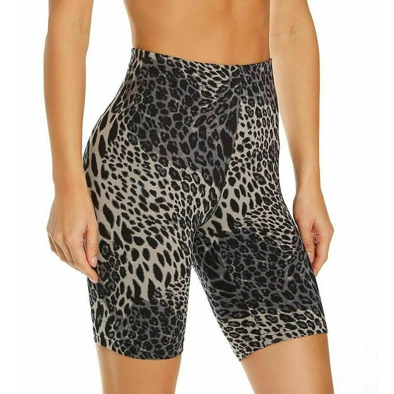Hue Essentials Wavy Leopard Bike Shorts, BLACK, Sz Small New with