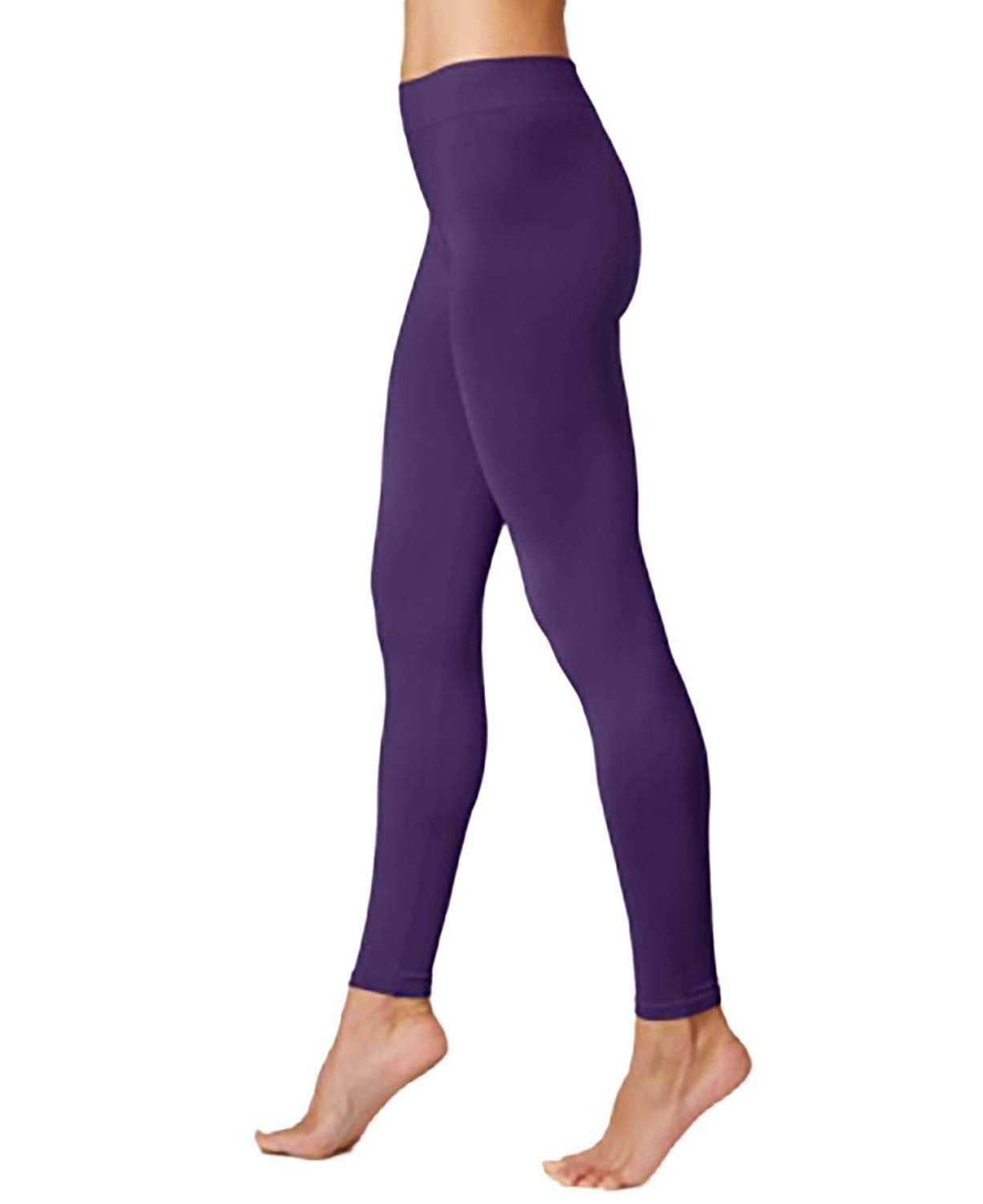 Hue First Look Seamless Fashion Leggings Pants Aubergine Purple S M