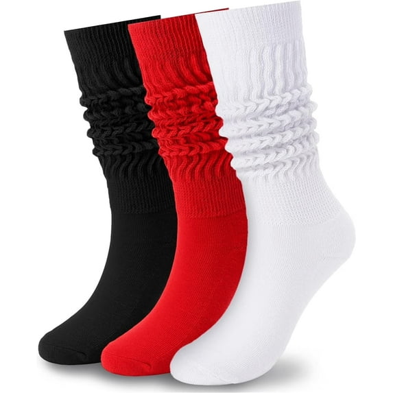 Hue & Hold 3 Pairs Slouch Socks for Women Size 9-11 Soft Extra Long Scrunch Knee High Boot Socks