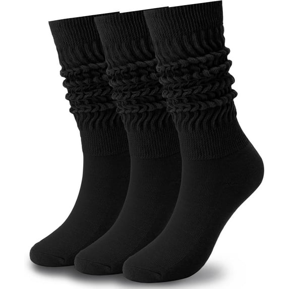Hue & Hold 3 Pairs Slouch Socks for Women Size 9-11 Soft Extra Long Scrunch Knee High Boot Socks