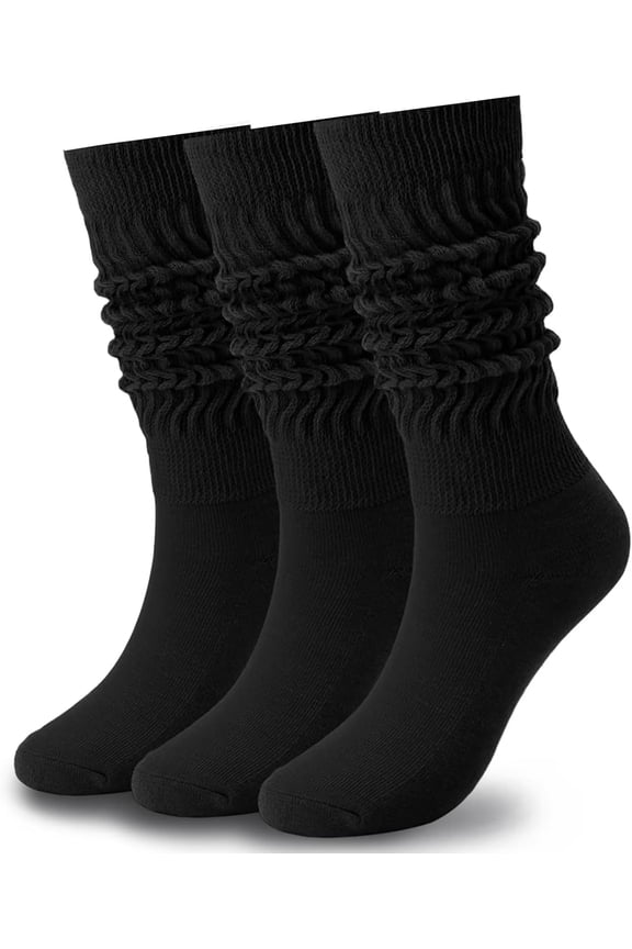 3 Pairs Slouch Socks for Women Size 9-11 Soft Extra Long Scrunch Knee High Boot Socks
