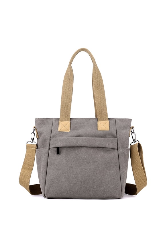 Women's Fashion Shoulder Bag, Simple and Spacious Canvas Tote Bag, Ladies' Versatile Crossbody Bag,Gray