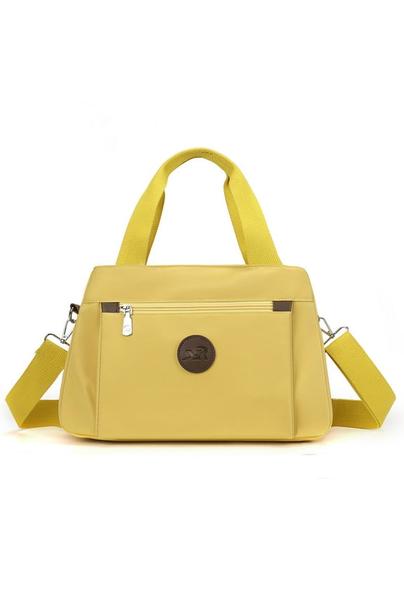 Women's Multifunctional Crossbody Bag, Multi-Pocket Nylon Canvas Bag, Women's Handheld Single-Shoulder Large Capacity Shopping Bag,Yellow