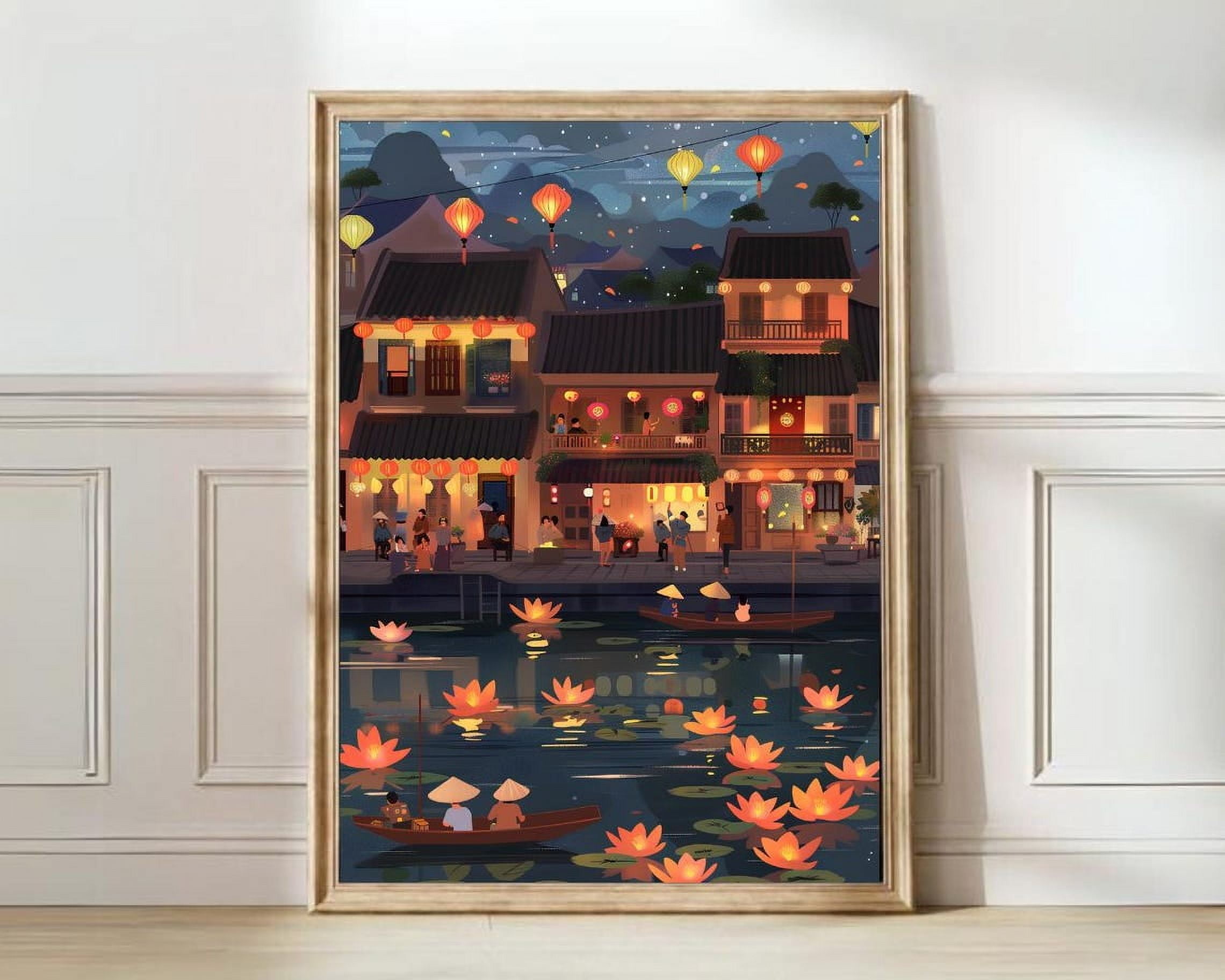 Flash Card For Rvn Hue Lantern Festival Travel Poster, Vietnam Hanoi Illustration And ...