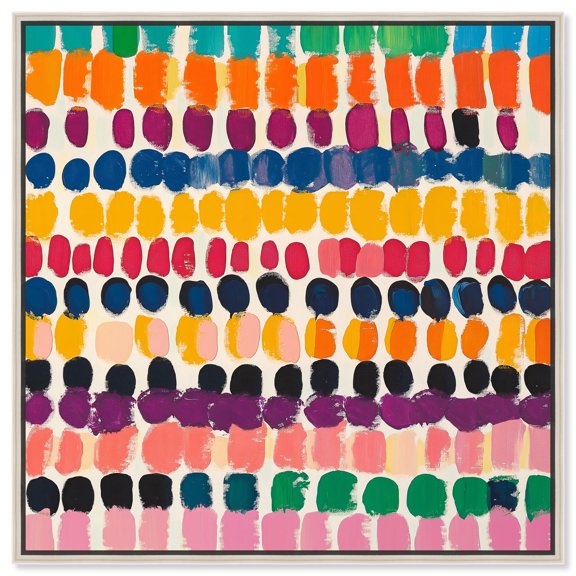 Hue Sequence Canvas Colorful Tropical by Art Remedy, Silver Frame, 30" x 30"