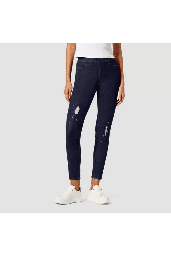 Studio Women's Distressed Denim Leggings - Midnight Rinse, Medium