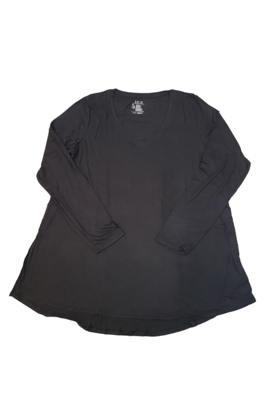 Utopia Women's Long Sleeve V-Neck Super Soft Hi-Lo Hem Legging Tunic Tee (Black, XL)