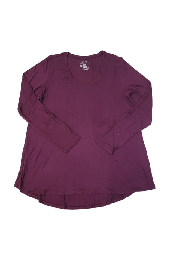 Utopia Women's Long Sleeve V-Neck Super Soft Hi-Lo Hem Legging Tunic Tee (Deep Burgundy, XL)