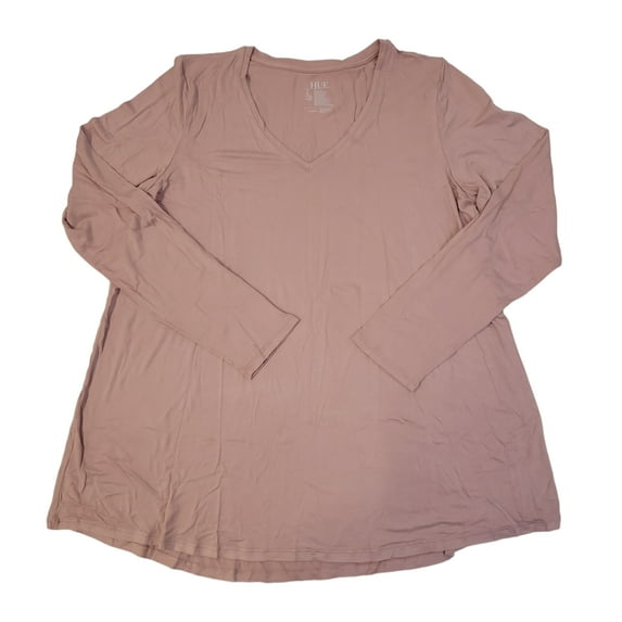 Hue Utopia Women's Long Sleeve V-Neck Super Soft Hi-Lo Hem Legging Tunic Tee (Potpourii, XXL)