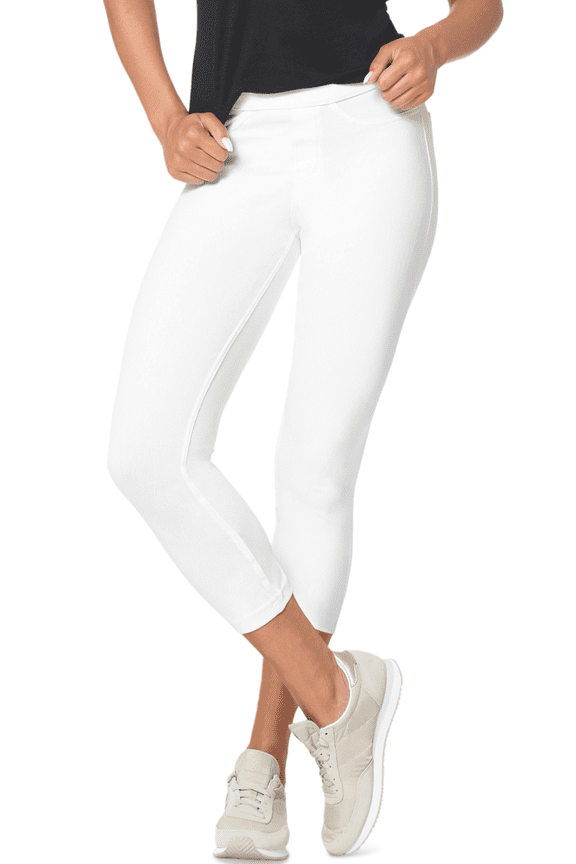 WHITE Women's Mid-Rise Pull-on Denim Capri Leggings, US Large