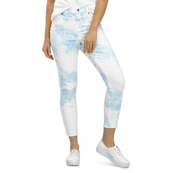 Hue Women’s Mod Modern High Rise Tie-Dye Skimmer Denim Leggings, Blue, Small
