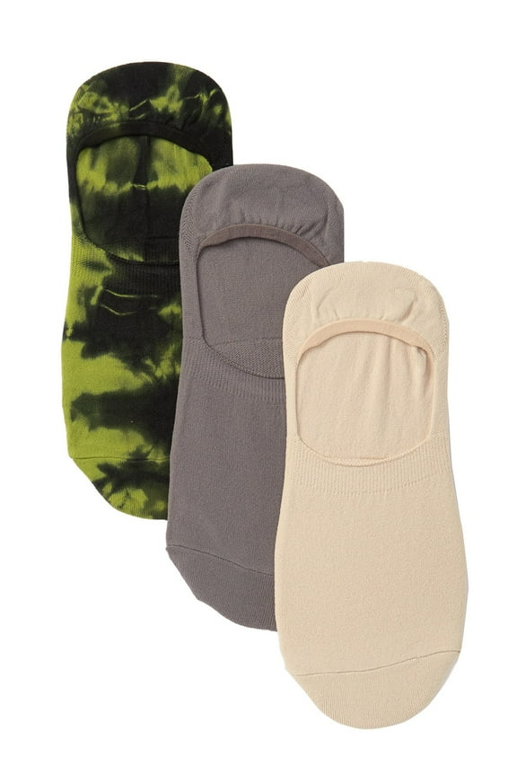 Women's 3-Pk. Tie-Dyed Hidden Liner Socks (Shadow Olive, One Size)