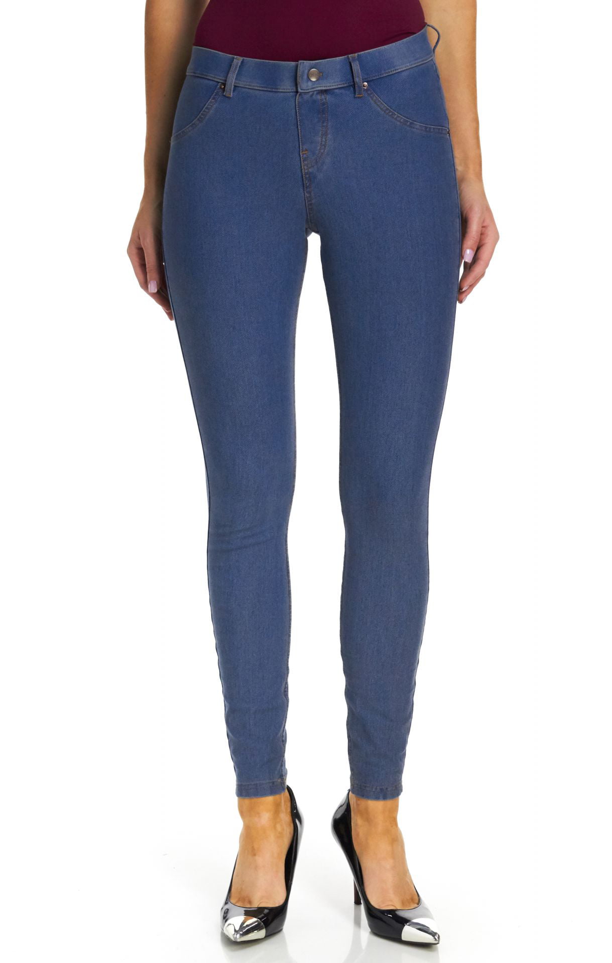 HUE, Pants & Jumpsuits, Hue Womens Deep Blue Wash Solid Reversible Denim  Leggings Sz Xl New