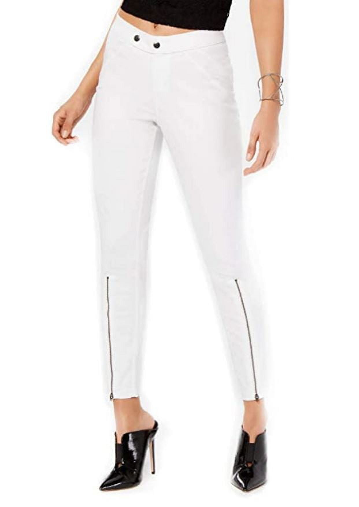 Hue Women's Original Extreme Zip Hem Denim Leggings, White