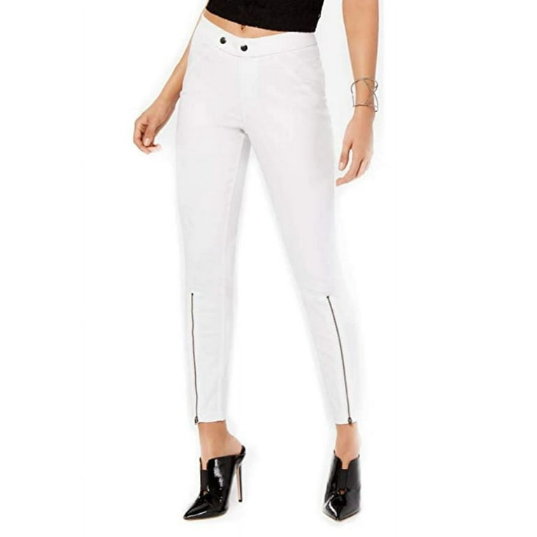 Hue Women's Original Extreme Zip Hem Denim Leggings, White, X-Small