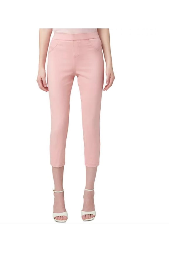 Women's Pink Mid-Rise Pull-On Denim Capri Leggings M