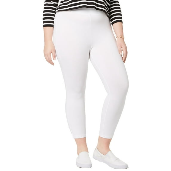 HUE Women's Plus White Elastic Waist Cotton Capri Leggings Size 3X