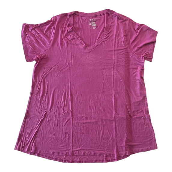 Hue Women's Short Sleeve Hi-Lo Perfect Legging Tagless Tee (Rosebud, XL)